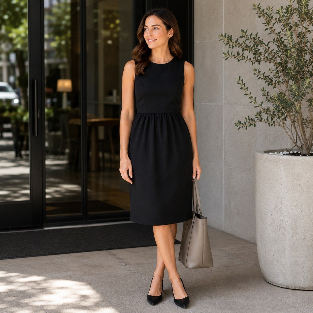 J.Crew Black Sleeveless Sheath Dress Size 4 Fully Lined Side Zip Classic Work